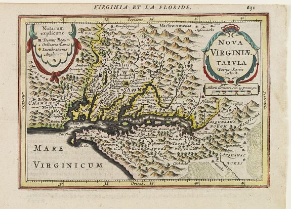 JANSSONIUS,J./ KAERIUS,P., Nova Virginiae Tabula., antique map, old maps