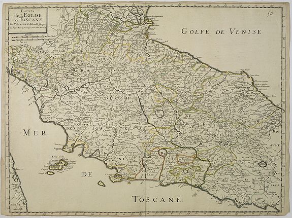 SANSON, N./ MARIETTE, P., Estats de L'Eglise et de Toscane.., antique map, old maps
