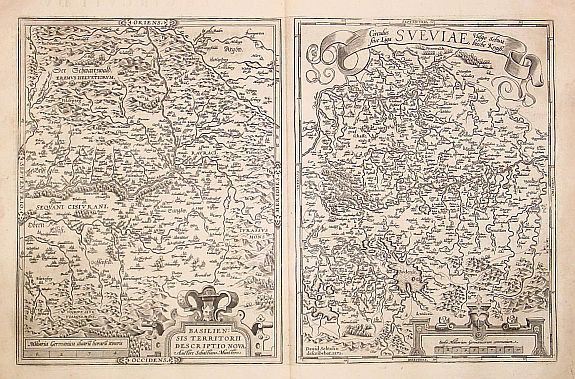 ORTELIUS,A., Basiliensis territorii descriptio nova./Circulus sue Liga.., antique map, old maps