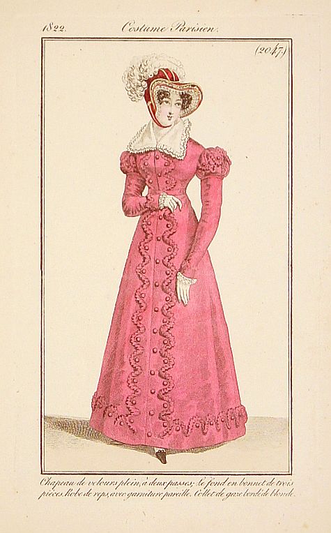 COSTUME PARISIEN, Chapeau de velours plein.. (2047), antique map, old maps