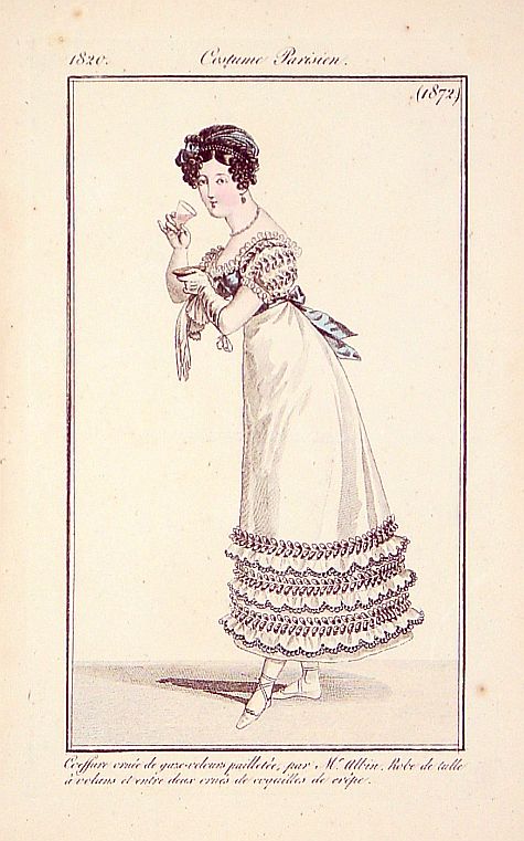 COSTUME PARISIEN, Coiffures ornée de gaze-velours.. (1872), antique map, old maps