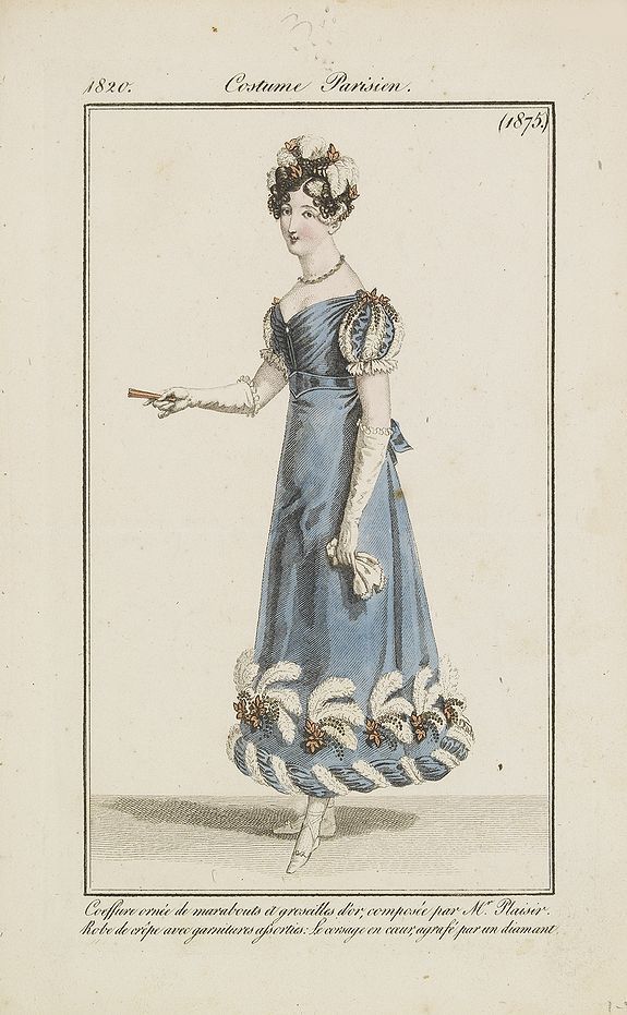 COSTUME PARISIEN, Coiffure ornee de marabouts. . . (1875), antique map, old maps