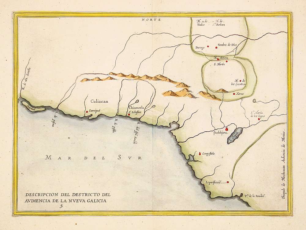 HERRERA y TORDESILLAS,A.de., Descripcion del destricto del audiencia de la nueva galicia.., antique map, old maps