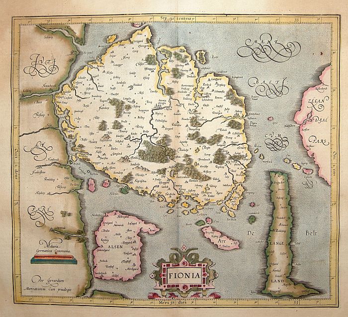MERCATOR, G. / HONDIUS, J., Fionia., antique map, old maps