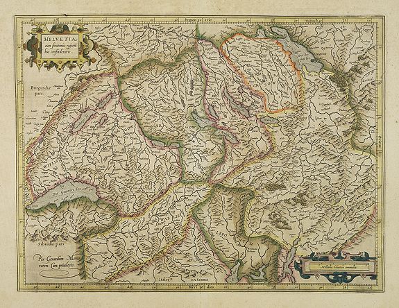 MERCATOR, G. / HONDIUS, J., Helvetia cum finitimis regionibus confoederatis., antique map, old maps