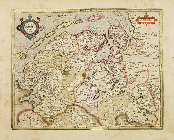 MERCATOR, G. / HONDIUS, J., Emden & Oldenboch Comit., antique map, old maps