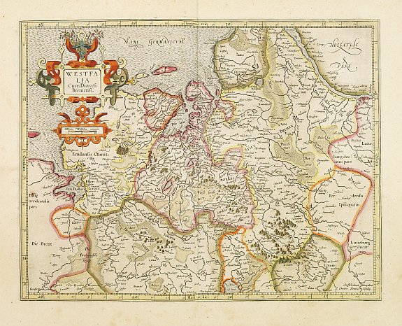 MERCATOR, G./ HONDIUS, J., Westfalia Cum Dioecesi Bremensi., antique map, old maps