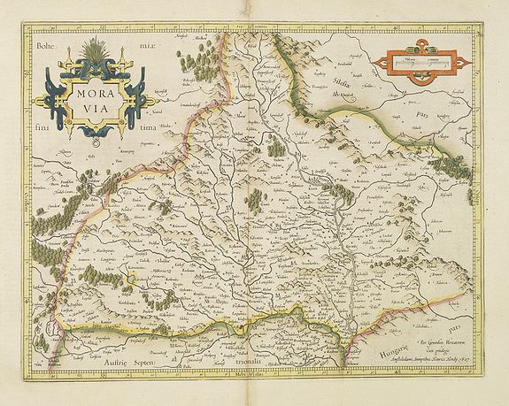 MERCATOR, G./ HONDIUS, J., Moravia., antique map, old maps