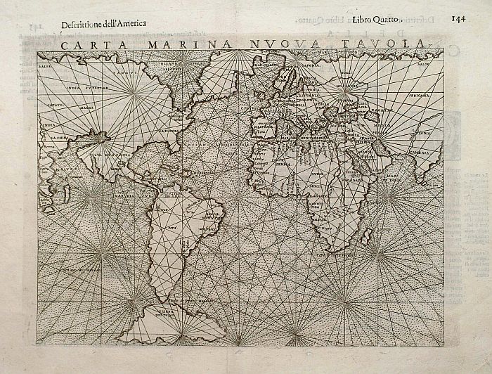 RUSCELLI, G., Carta Marina nuova tavola., antique map, old maps