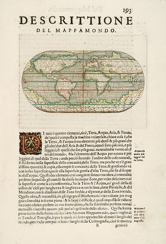 PORCACCHI, T., Descrittione del Mappa Mondo., antique map, old maps
