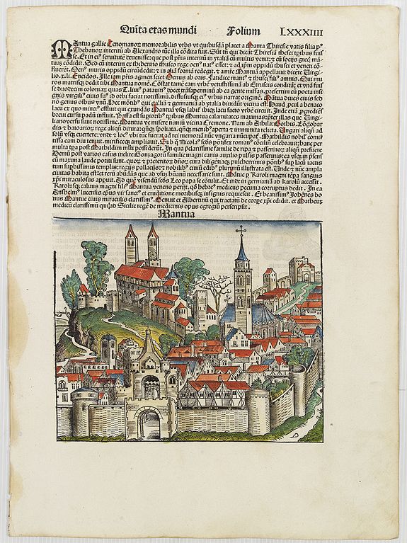 SCHEDEL, H., Mantua. Folium LXXXIIII, antique map, old maps