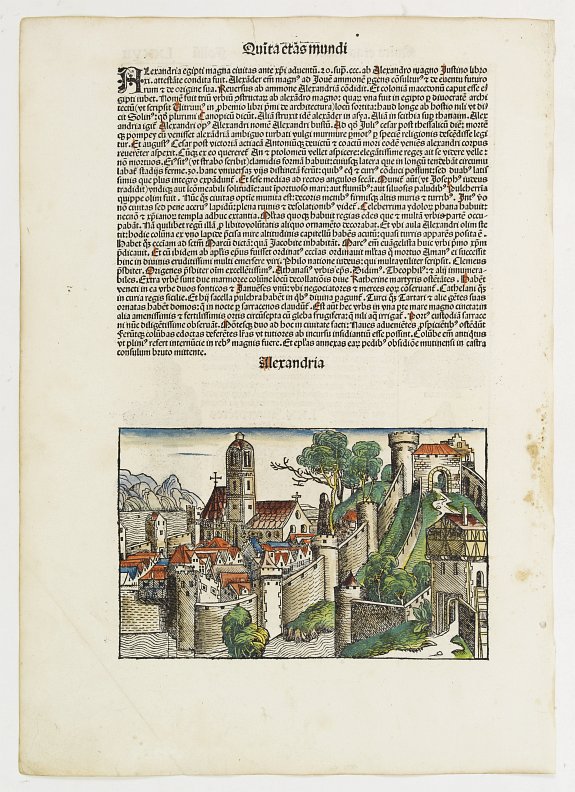 SCHEDEL, H., Alexandria. Foliu LXXVII, antique map, old maps