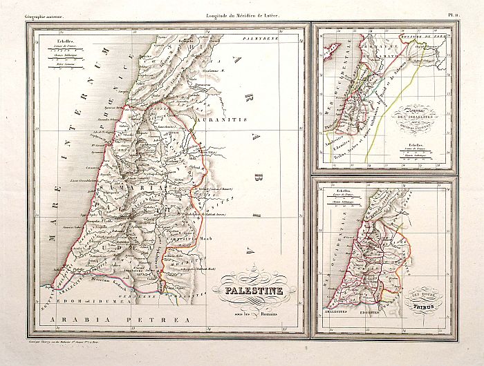 THIERRY, Palestine./ Royaume des Israelites sous David et Salomon.., antique map, old maps