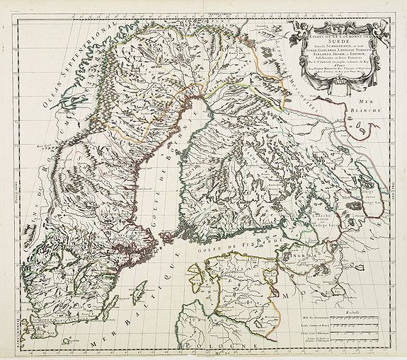SANSON,N./ MARRIET,P., Estats de la couronne de SUEDE dans la Scandinavie.., antique map, old maps