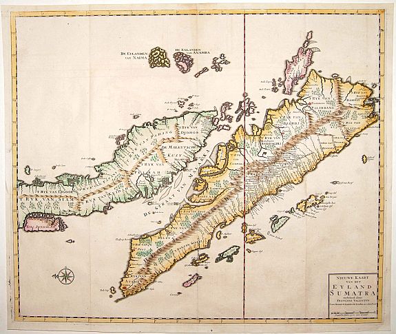 VALENTIJN,F., Nieuwe Kaart van het Eyland Sumatra.., antique map, old maps