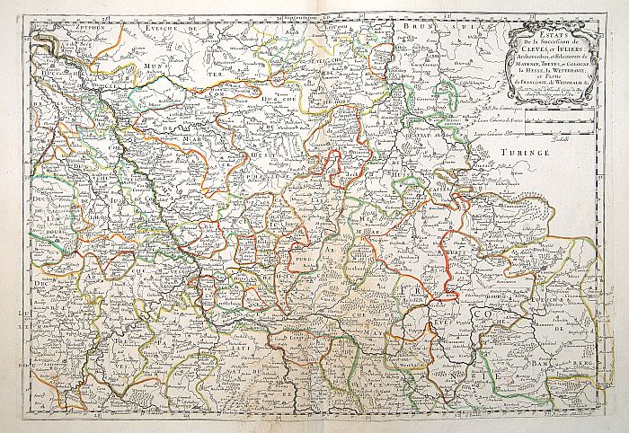 SANSON,N./ MARIETTE,P., Estats de la Succession de Cleves et Iuliers : Mayence.., antique map, old maps