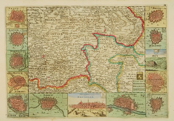 RATELBAND Heirs, Kaart van't Hertogdom Brabant., antique map, old maps