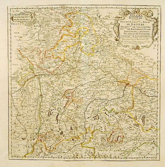 SANSON,N./ MARIETTE,P., Baviere.. Saltzbourg/ Ratisbone/ Passau.., antique map, old maps