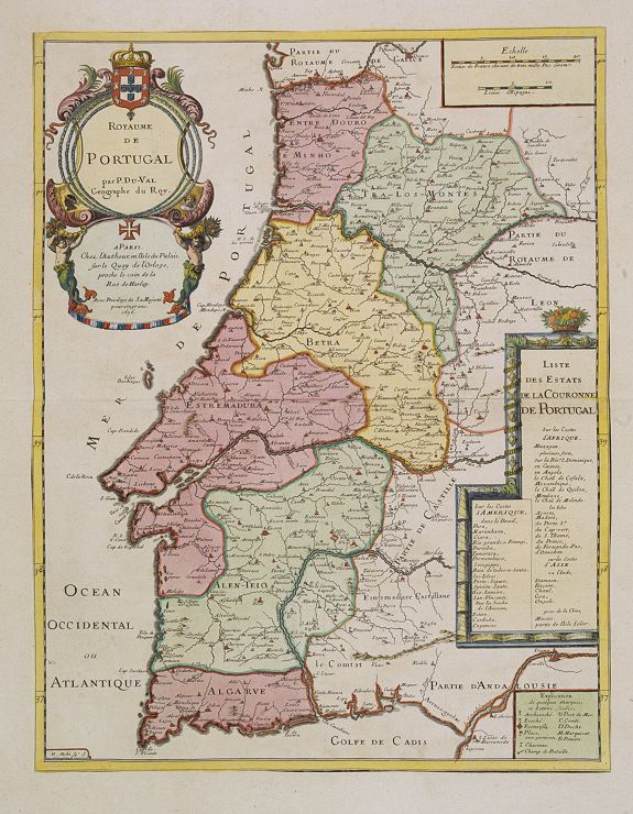 DU VAL, P., Royaume de Portugal., antique map, old maps