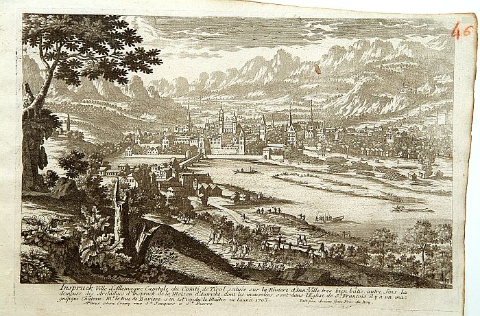 AVELINE, P. / CREPY, Inspruck Ville d'Allemagne Capitale du Comte de Tyrol., antique map, old maps