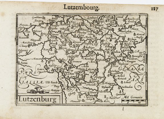 LANGENES,B., Lutzembourg / Luxembourg., antique map, old maps