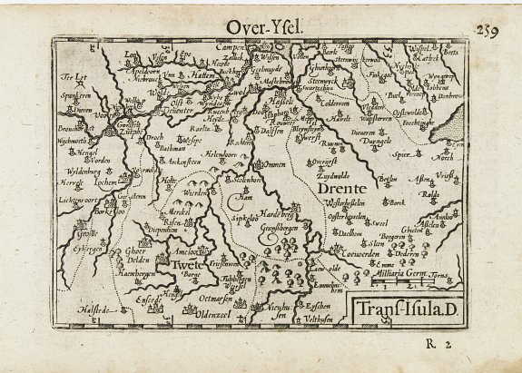 LANGENES,B., Trans Isula D. / Over Ysel., antique map, old maps