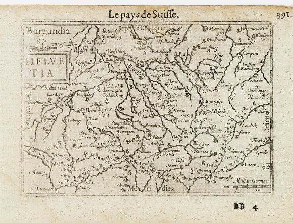 LANGENES, J.B., Helvetia., antique map, old maps
