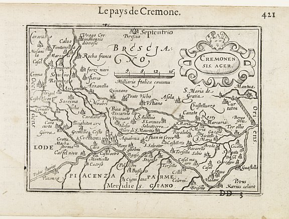 LANGENES,B., Cremonensis Ager., antique map, old maps