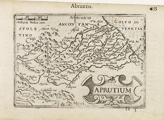 LANGENES,B., Aprutium / Abruzzo., antique map, old maps