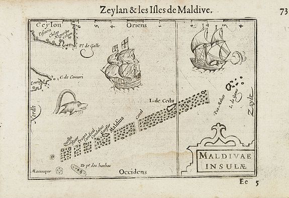 LANGENES, B., Maldivae Insulae., antique map, old maps