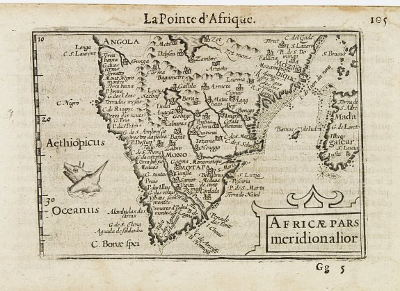 LANGENES,B., Africae Pars Meridionalior., antique map, old maps