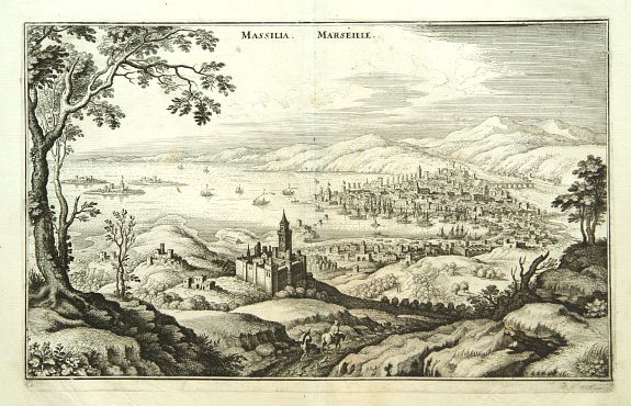 MERIAN,M., Massilia - Marseille., antique map, old maps