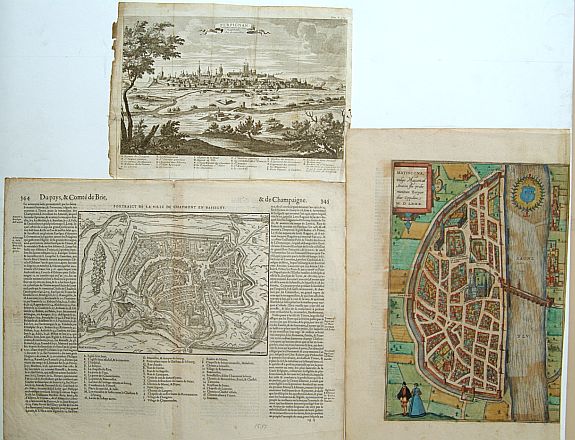 BRAUN,G. / HOGENBERG, F., Matiscona vulgo Mascon../ Perpignan/ Chaumont, antique map, old maps