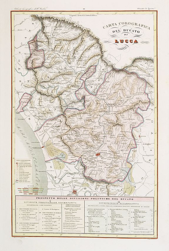 STANGHI, V., Ducato di Lucca., antique map, old maps