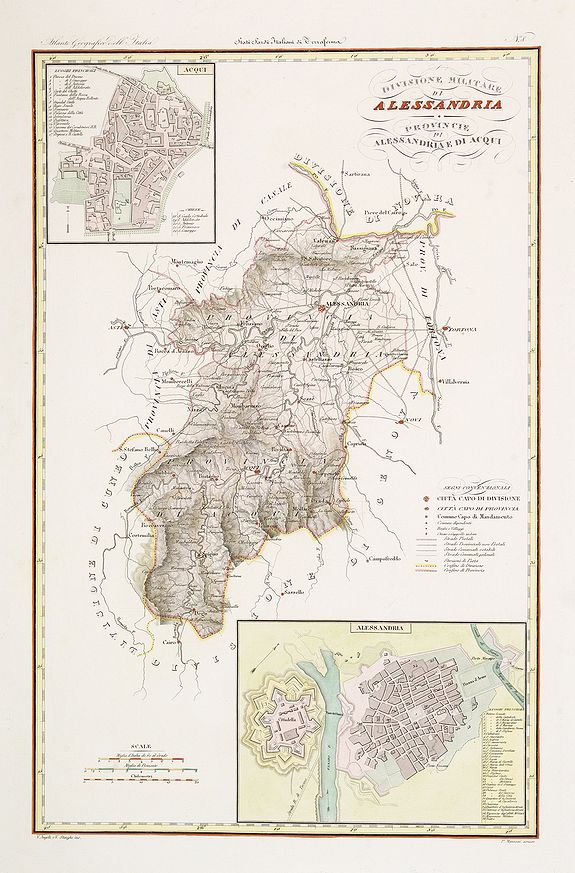 STANGHI, V., Divisione Militare di Alessandria., antique map, old maps