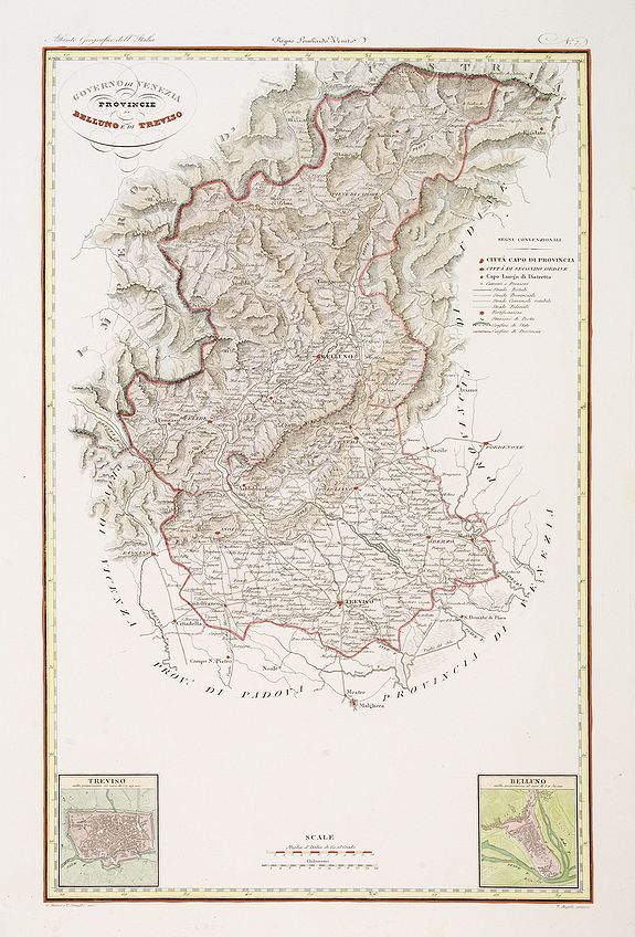 STANGHI, V., Governo di Venezia. Provincie di Belluno e Treviso., antique map, old maps