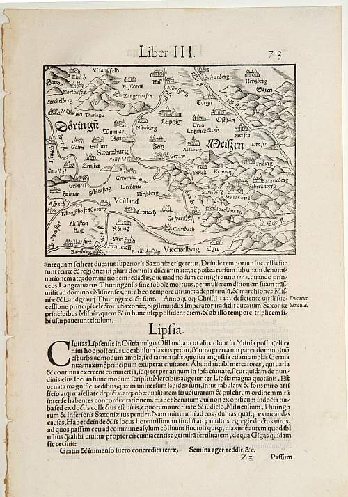 MÜNSTER,S., Lipsia.., antique map, old maps