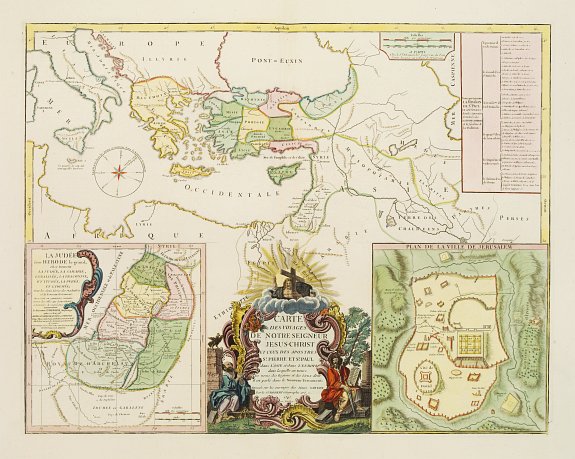 VAUGONDY, R., Carte des voyages de Notre seigneur Jesus Christ.., antique map, old maps