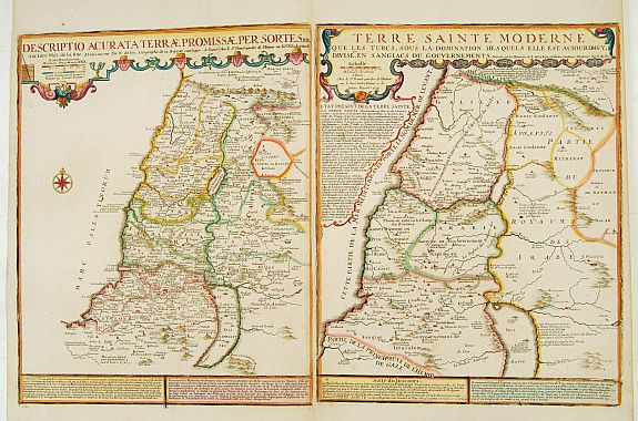 DE FER,N./ DANET., Descriptio Acurata Terrae Promissae.. Terre Sainte Moderne., antique map, old maps