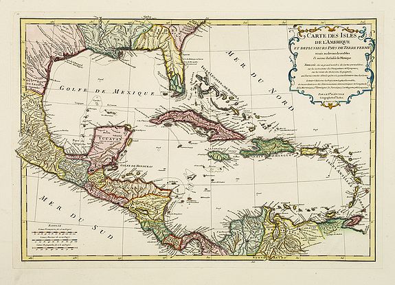 D\'ANVILLE, J.B.D., Carte des Isles de l'Amerique et de plusieurs pays de Terre Ferme.., antique map, old maps