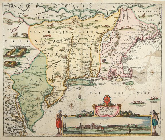 VISSCHER,N., Novi Belgii novae que Angliae nec non partis Virginiae.., antique map, old maps