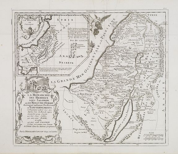 MOULLART SANSON, P., La monarchie des hébreux sous Salomon, ou le royaume d'Israël distingué en douze préfectures ou gouvernements / par le Sr. Moullart-Sanson. . ., antique map, old maps