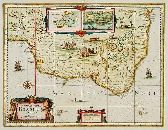 JANSSONIUS,J., Accuratissima Brasiliae Tabula.., antique map, old maps