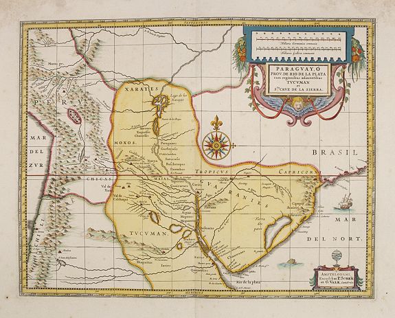 SCHENK,P. & VALK,G., Paraguay o Prov. De Rio De La Plata cum regionibus adiacentibus Tucuman et Sta. Cruz De la Sierra., antique map, old maps