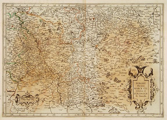 MERCATOR,G., Berghe Ducatus Marck Comitatus et Colonien.., antique map, old maps