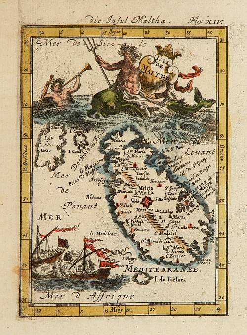 MALLET,A.M., Isle de Malthe., antique map, old maps