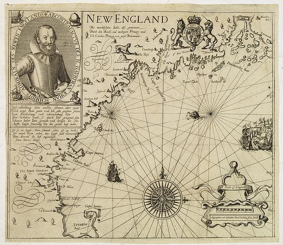 HULSIUS, L., New England/ Die mercklichsten dheile. ., antique map, old maps