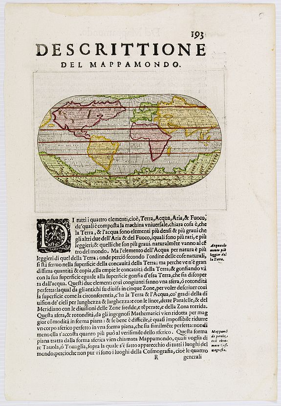 PORCACCHI, T., Descittione del Mappamondo., antique map, old maps
