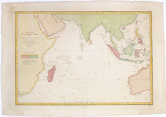 DEPOT GENERAL DE LA MARINE., Carte générale de la mer des Indes dressée par P. Daussy et P.E. Wissocq, grave par Chassant, ecrit par J.M. Hacq., antique map, old maps