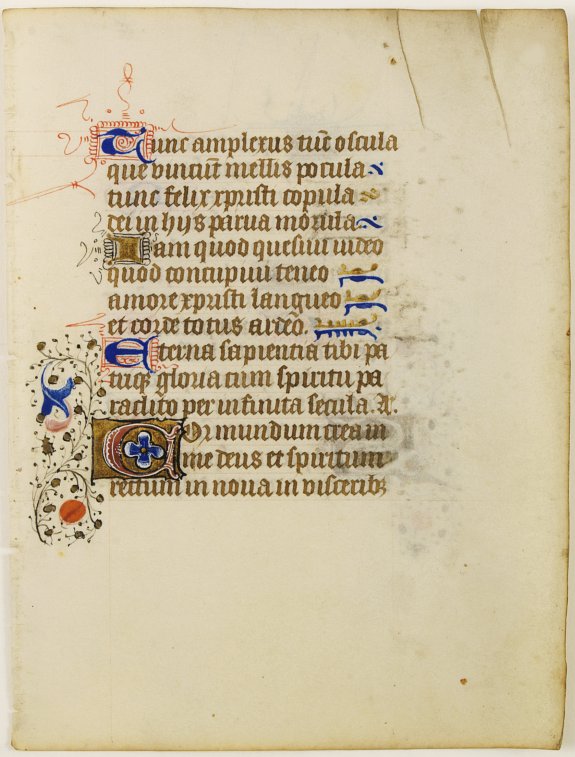 BOOK OF HOURS, Manuscript leaf on vellum., antique map, old maps